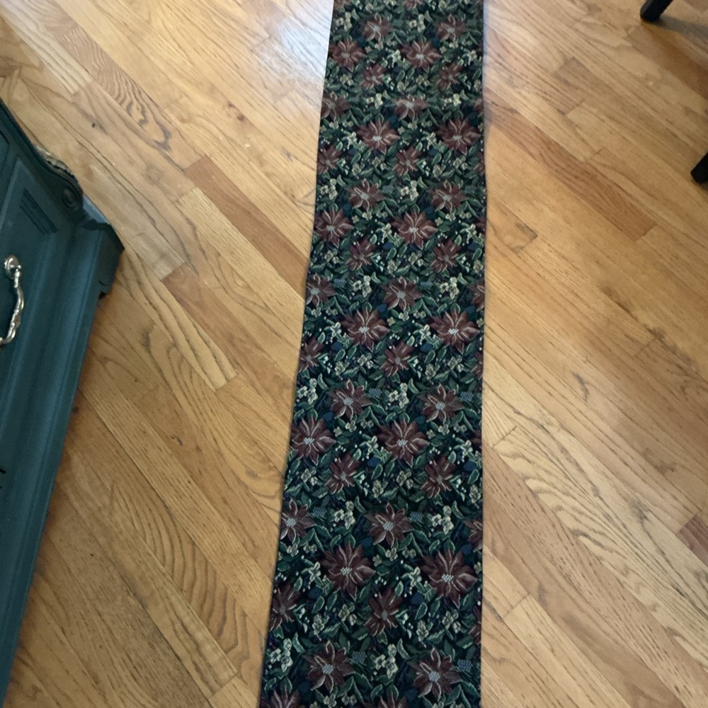 Floral Patterned Table Runner gold, and green crate & Barrel